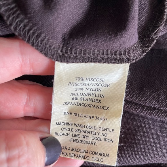 Eileen Fisher Brown Pants Size Large Pull On Viscose Blend Straight Leg - Picture 4 of 5